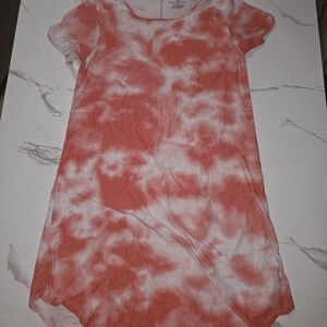 Stylish Kids Tie-Dye Dress - Coral and White